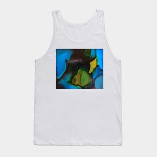 Blue and green abstract art ink painting Tank Top